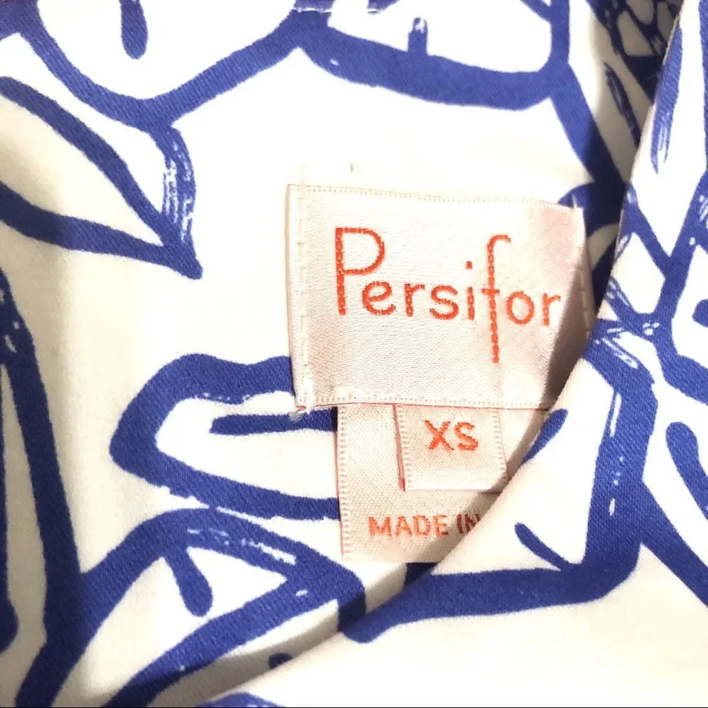 Persifor Margot Shift Dress Blue White Floral Cotton XS